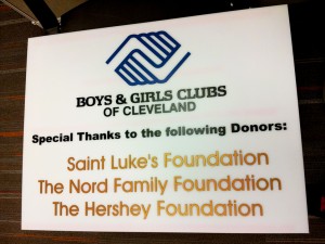 This lobby sign honors donors who contributed to the Boys & Girls Club 