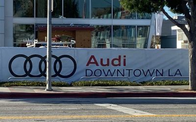 Mesh Banners Cover Construction Fencing at Audi of Downtown LA!