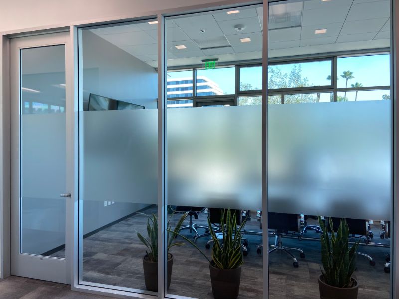 frosted and etched glass privacy film in Newport Beach.