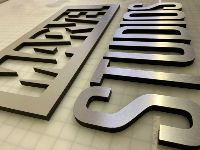 Brushed Metal Lobby Logo Signs for Offices in Orange County