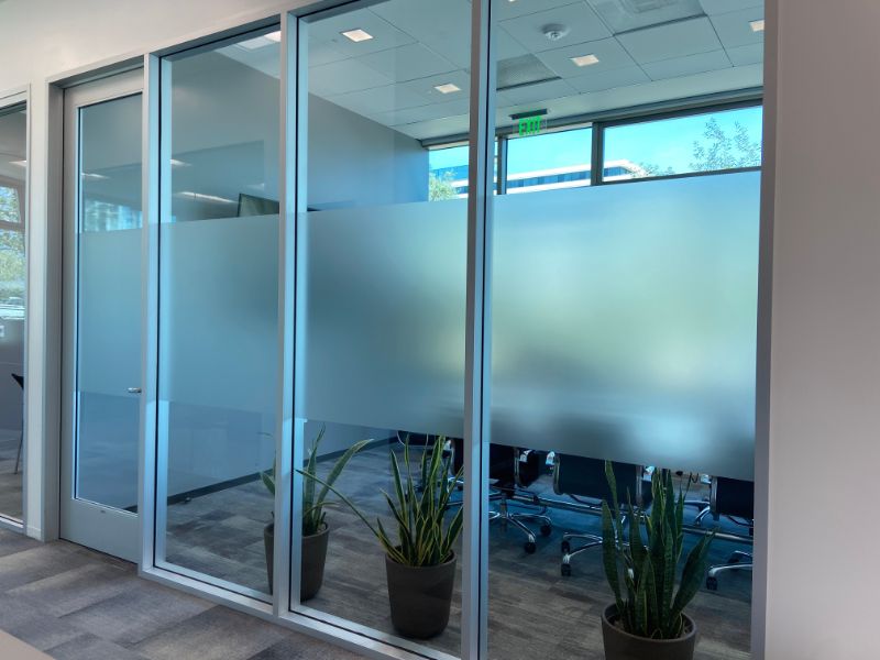 frosted and etched glass privacy film in Newport Beach.