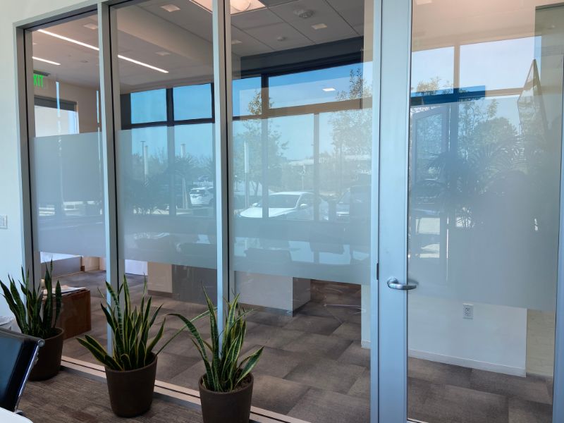 Frosted Glass Graphics and Privacy Film for Office Spaces in Orange County CA