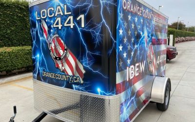 Vibrant Vehicle Graphics Brand Utility Trailer for Electricians’ Union in Orange County, CA!