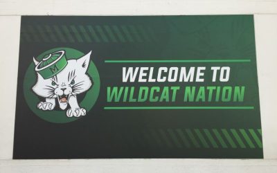 Exterior Wall Wrap Welcomes Fans and Visitors to the Monrovia High School Sports Complex!