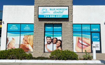 Eye-Catching Storefront Window Graphics and Building Sign Attract New Patients for Anaheim Dentist