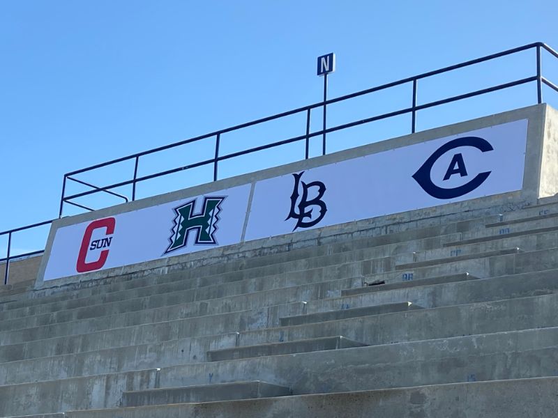Soccer Stadium Banners Represent Big West Conference Teams at Cal State Fullerton