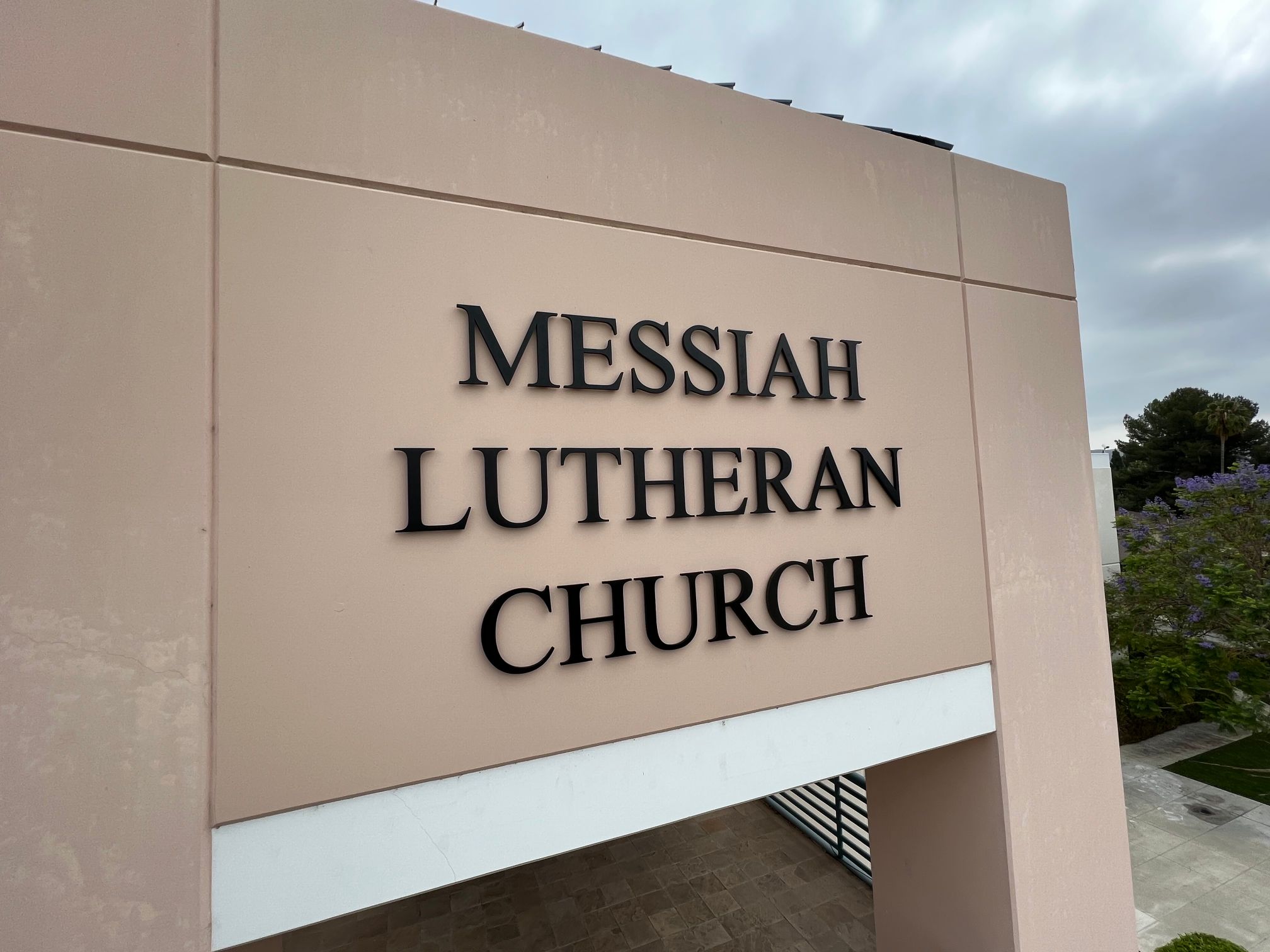 Brushed Aluminum Building Lettering for Lutheran Church in Orange County CA