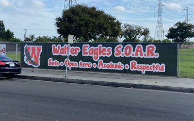 Custom Designed Mesh Fence Banners Brand Elementary Schools in Anaheim, CA!