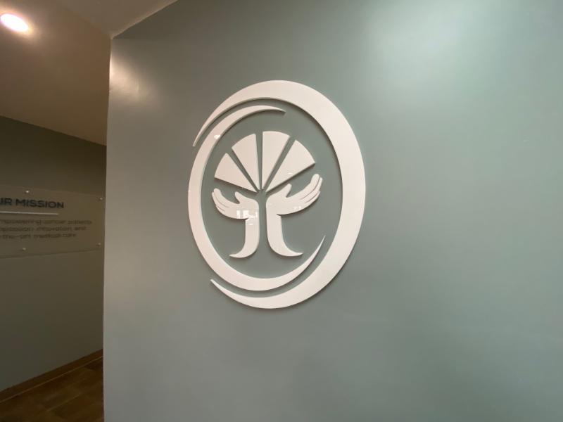 Laser cut acrylic lobby wall logo signs in long beach, ca