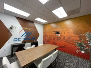 wall graphics and frosted acrylic logo wall signs for offices in irvine, ca
