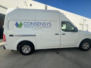 Sprinter van graphics for property management companies in Anaheim, ca