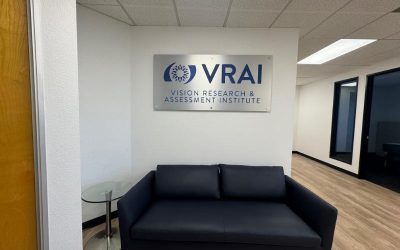 Brushed Metal Lobby Logo Sign Welcomes Employees and Visitors to VRAI in Irvine, CA!