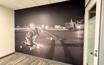 Wall Wraps and Graphics Displayed in Offices in Orange County, CA, are a Focal Point and Show the Current State and the History of Electrical Contracting!