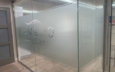 Frosted Glass Graphics Provide Elegant Privacy and Branding in Orange County, CA, Offices and Conference Rooms!