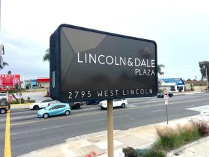 new pylon sign faces with translucent graphics that will not wash out when lighted in anaheim, ca