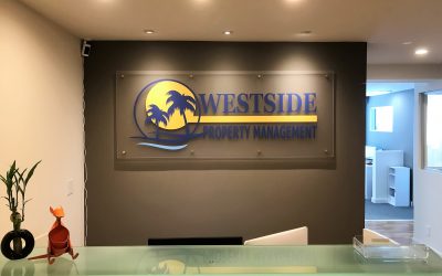 Santa Monica, CA – Lobby Sign that Fits in with Interior Decor for Property Management Company