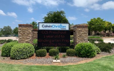 Calvin Christian School Updates Cabinet Sign on Existing Marquee Sign in Escondido CA